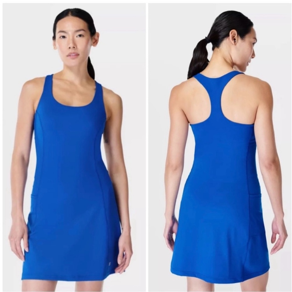 NEW NWT SWEATY BETTY Racerback Power Workout Dress w/ Shorts Lightning Blue XXL
